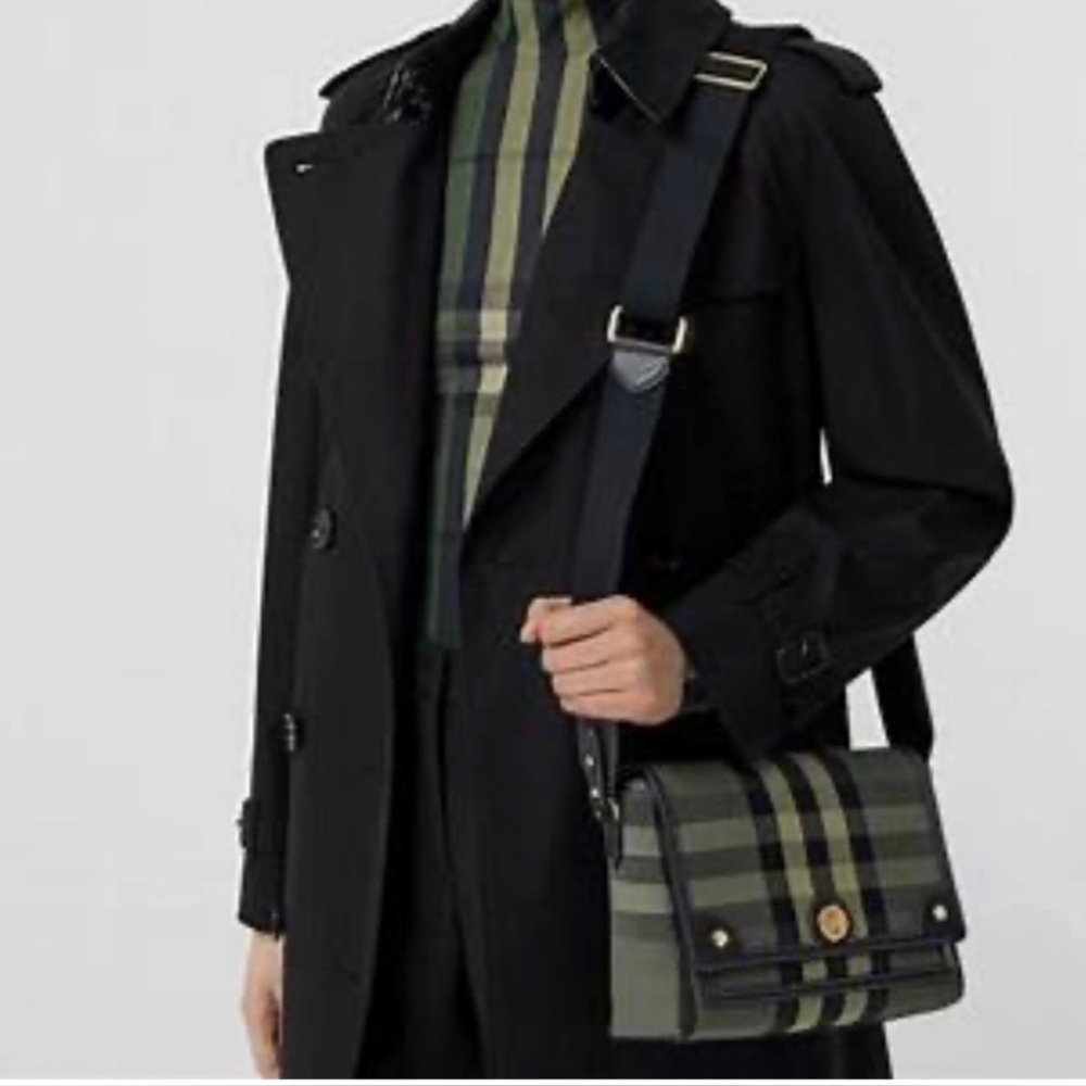 BURBERRY Check Jacquard & Leather Note Crossbody - Picture 6 of 6